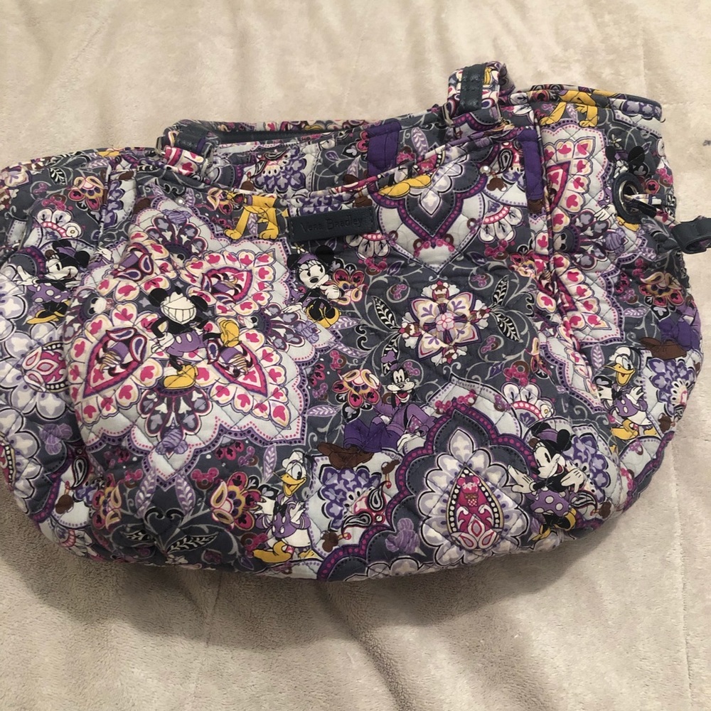 Vera Bradley Purple Floral Paisley Satchel with Yellow & Pink Accents